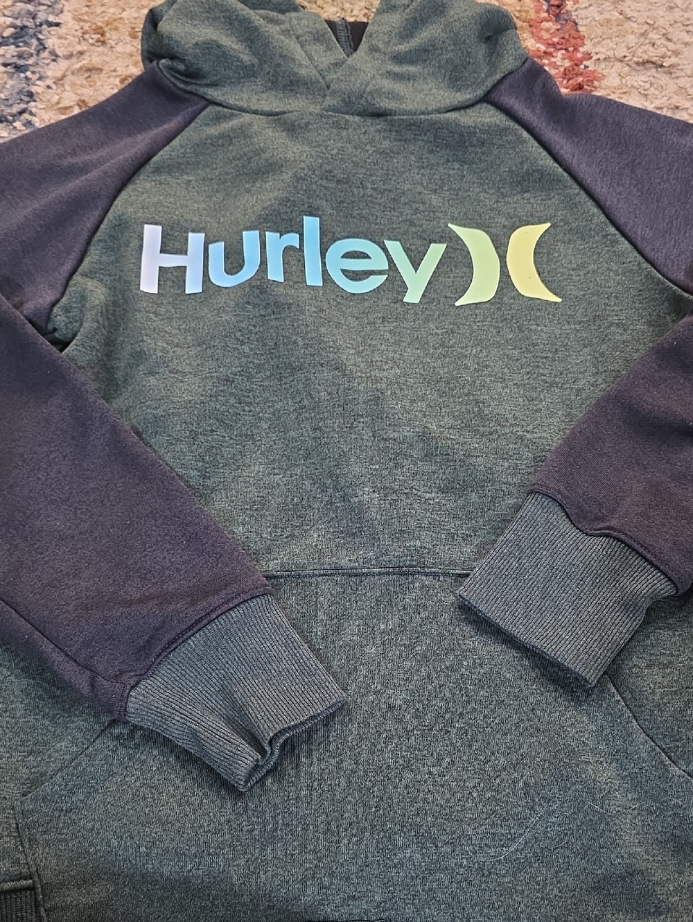 Hurley Green Body Black Sleeve Logo Hoodie